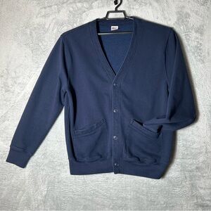 J Crew Sportswear Cardigan Mens Medium Navy Grandpa Preppy Teacher Sweater Work